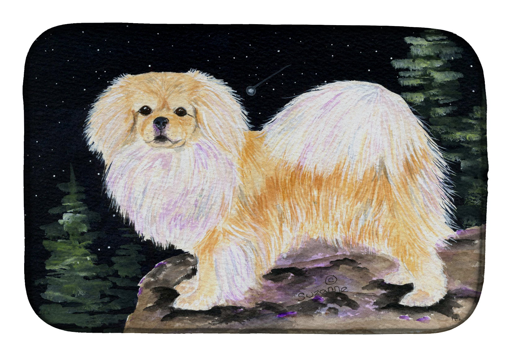 Picture of Carolines Treasures SS8504DDM Starry Night Tibetan Spaniel Dish Drying Mat