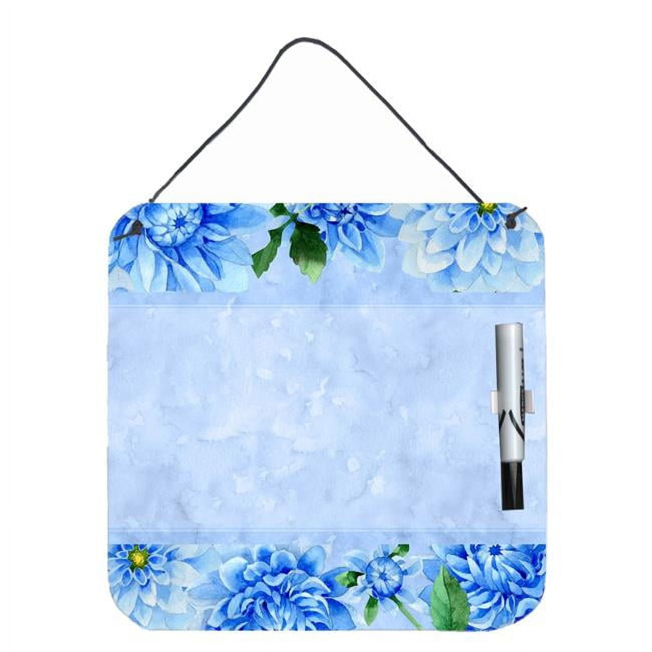 Blue Dahlias Aluminum Dry Erase Marker Board