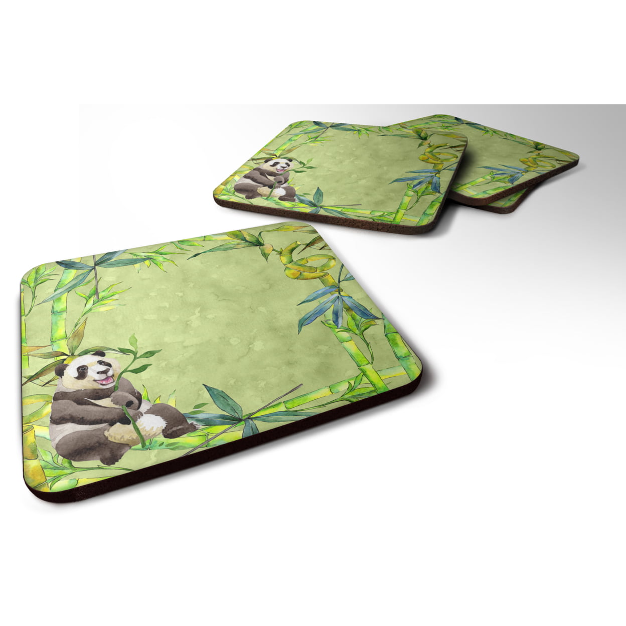Panda Bear & Bamboo Foam Coasters - Set of 4