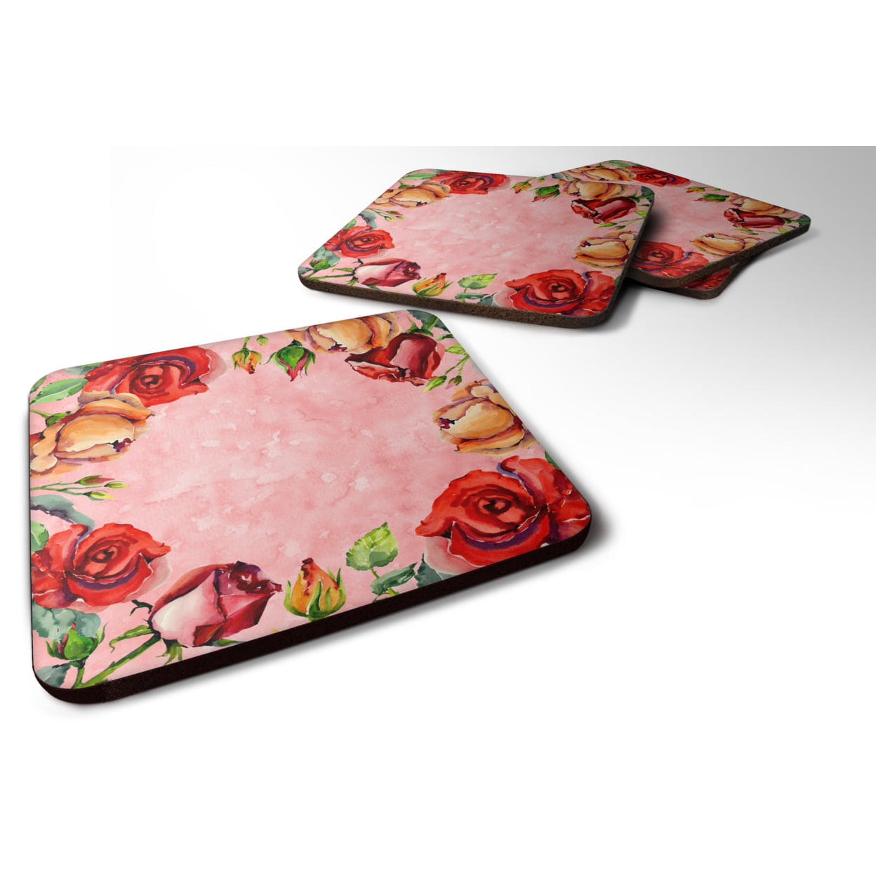 Roses Foam Coasters - Set of 4