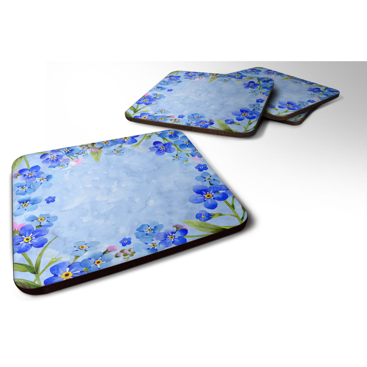 Myosotis Flowers Foam Coasters - Set of 4