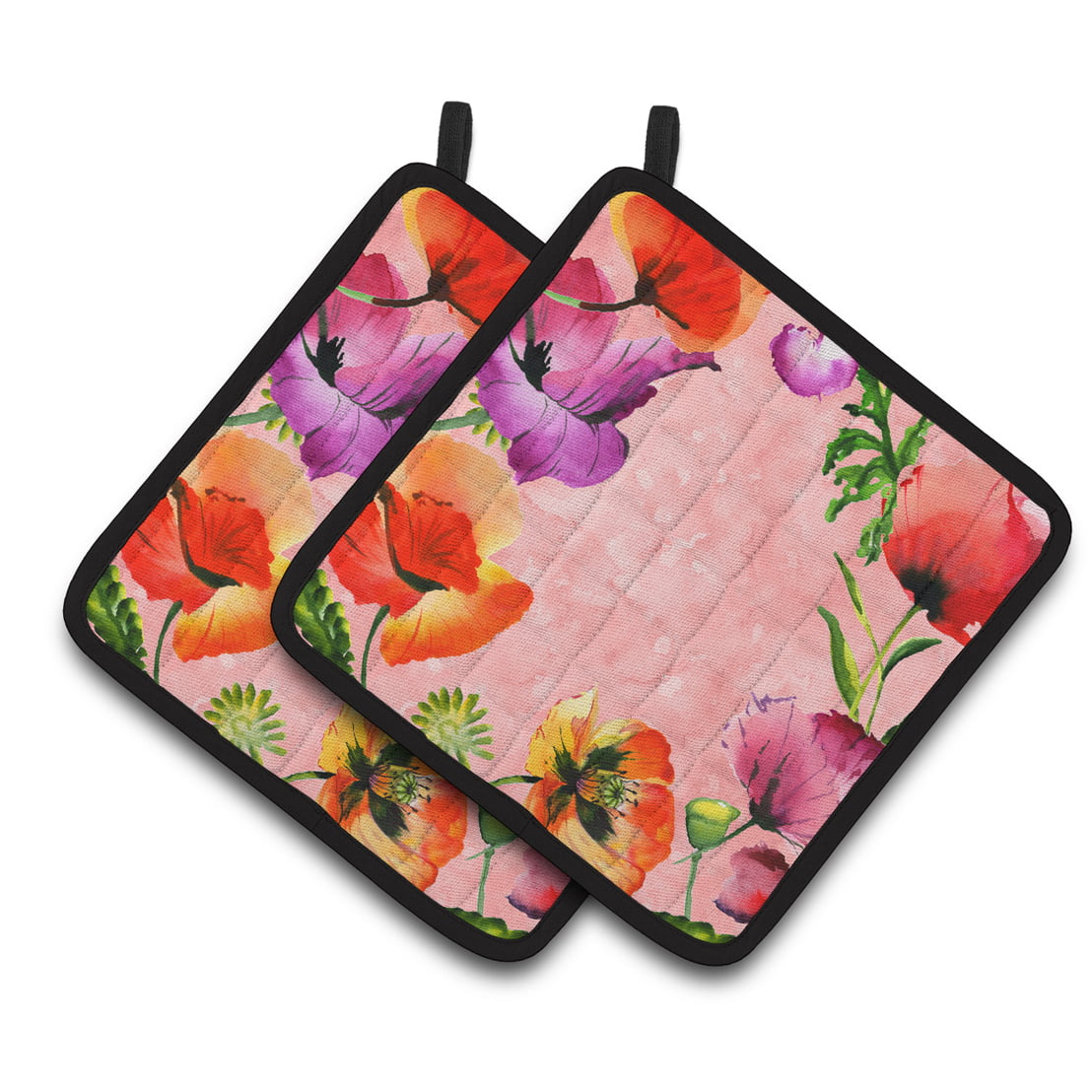 Poppy Flowers Pair of Pot Holders