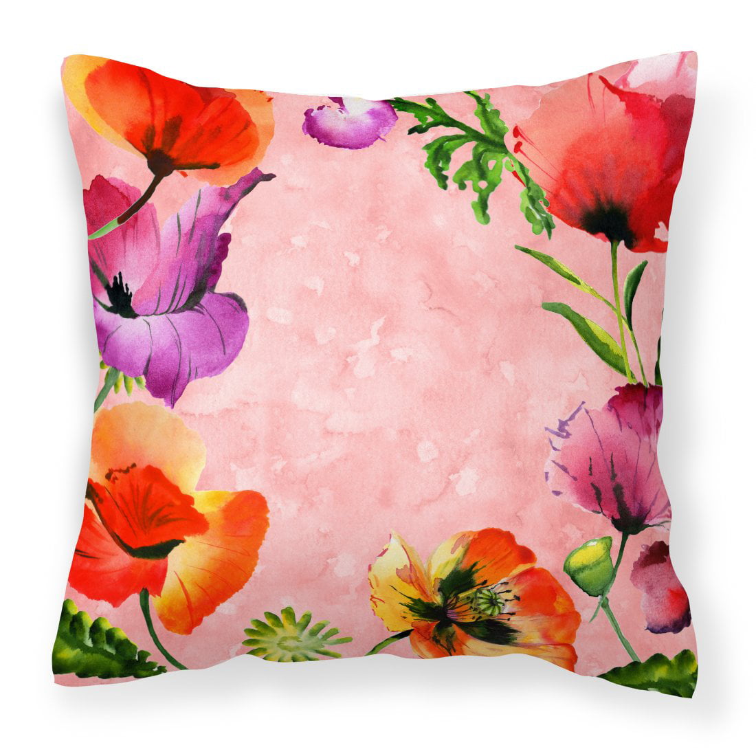 Poppy Flowers Fabric Decorative Pillow