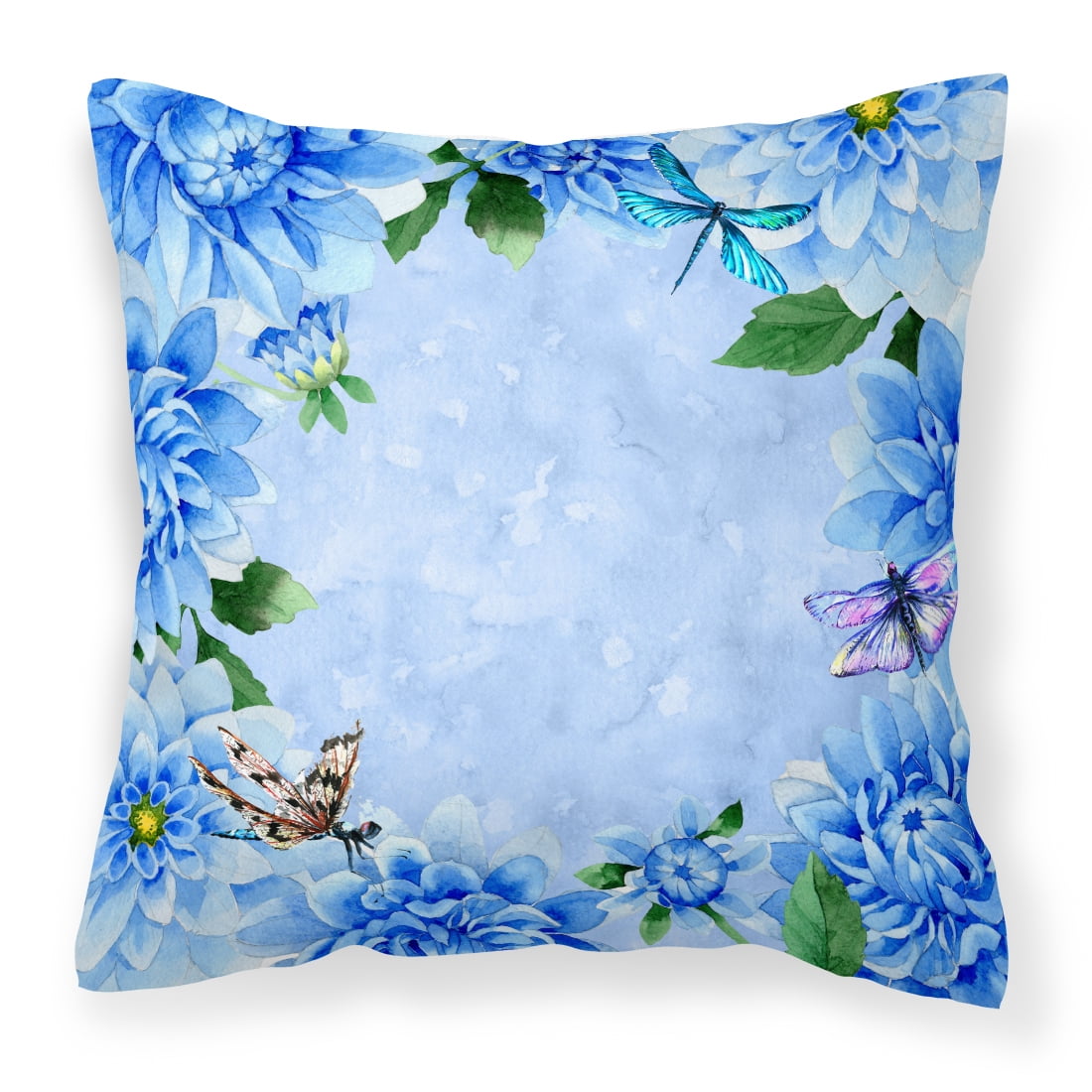 Blue Dahlias Fabric Decorative Pillow