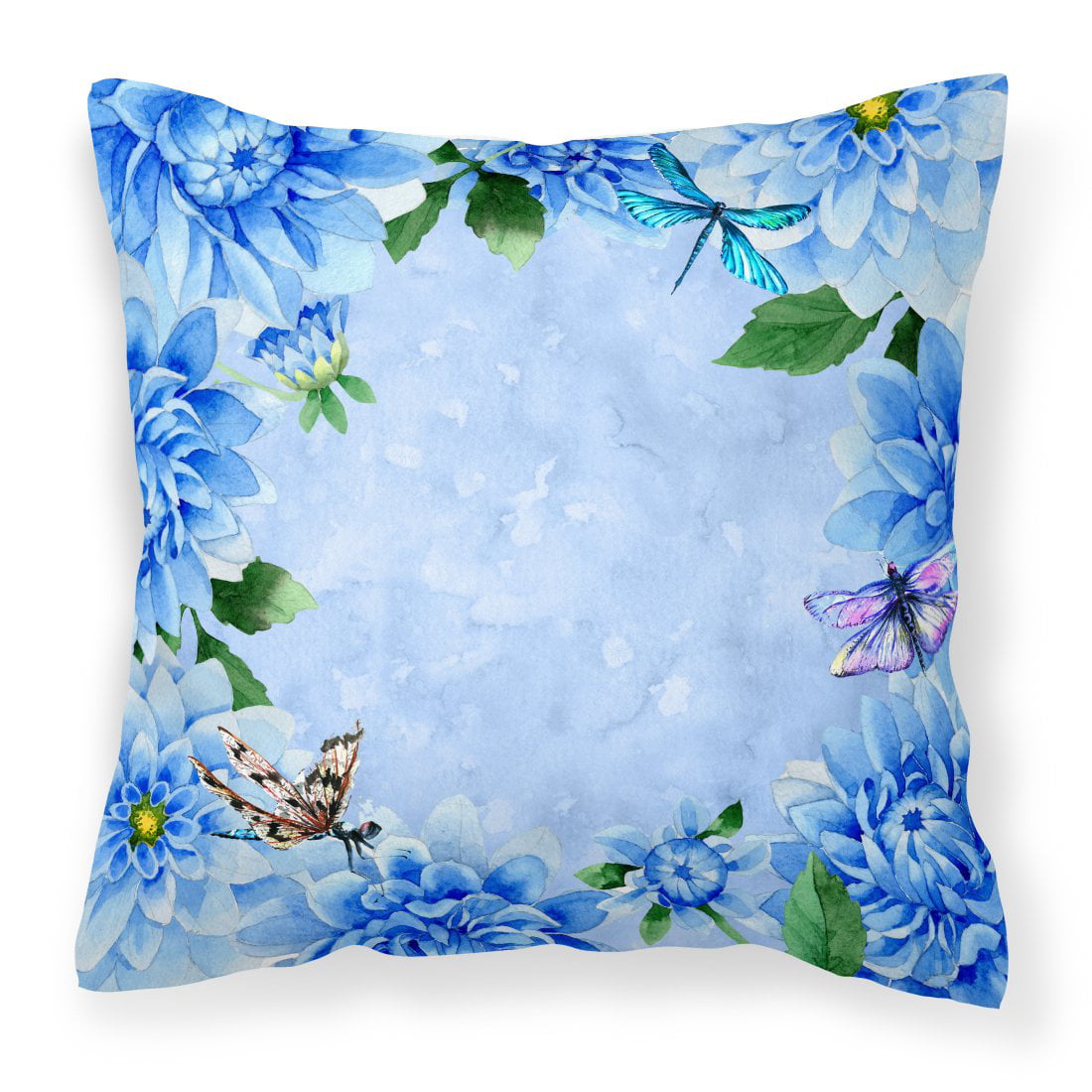 Blue Dahlias Fabric Decorative Pillow