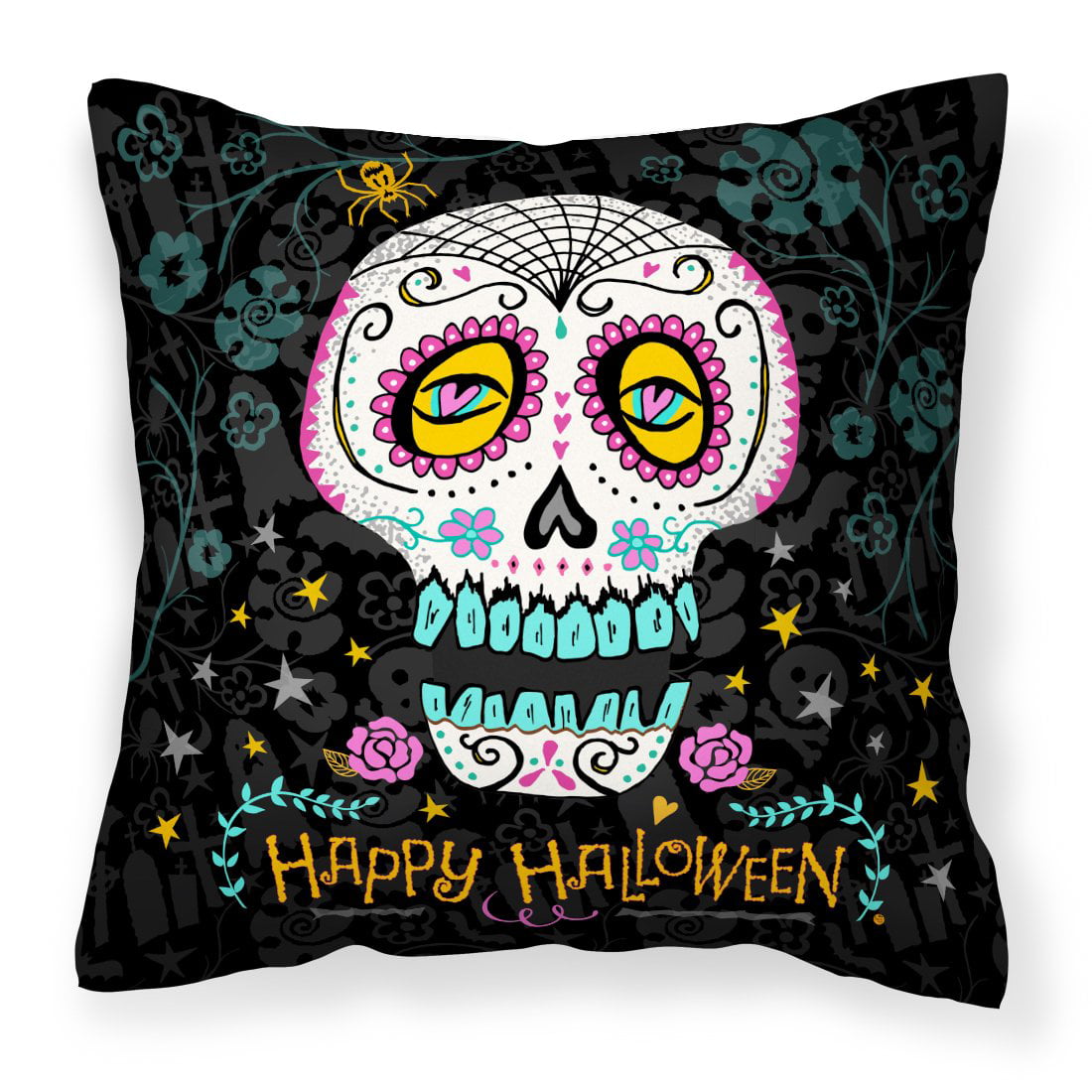 VHA3035PW1414 Happy Halloween Day of the Dead Fabric Decorative Pillow