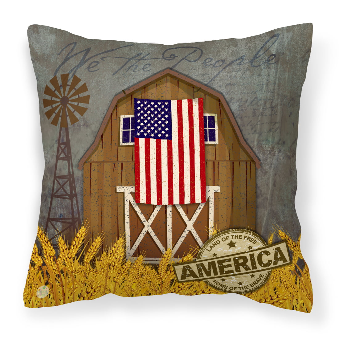 Patriotic Barn Land of America Fabric Decorative Pillow