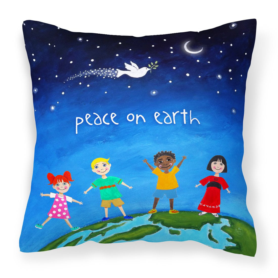 Peace on Earth Fabric Decorative Pillow