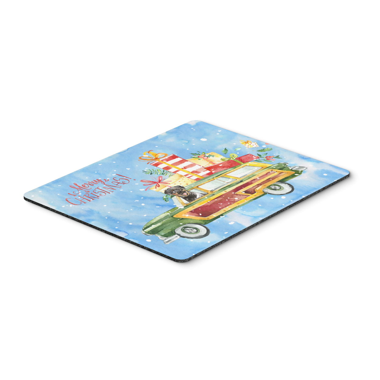 Merry Christmas Rottweiler Mouse Pad, Hot Pad or Trivet