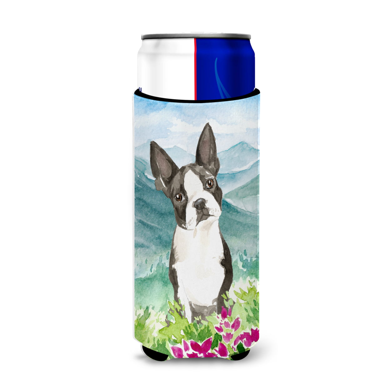 Mountain Flowers Boston Terrier Michelob Ultra Hugger for Slim Cans