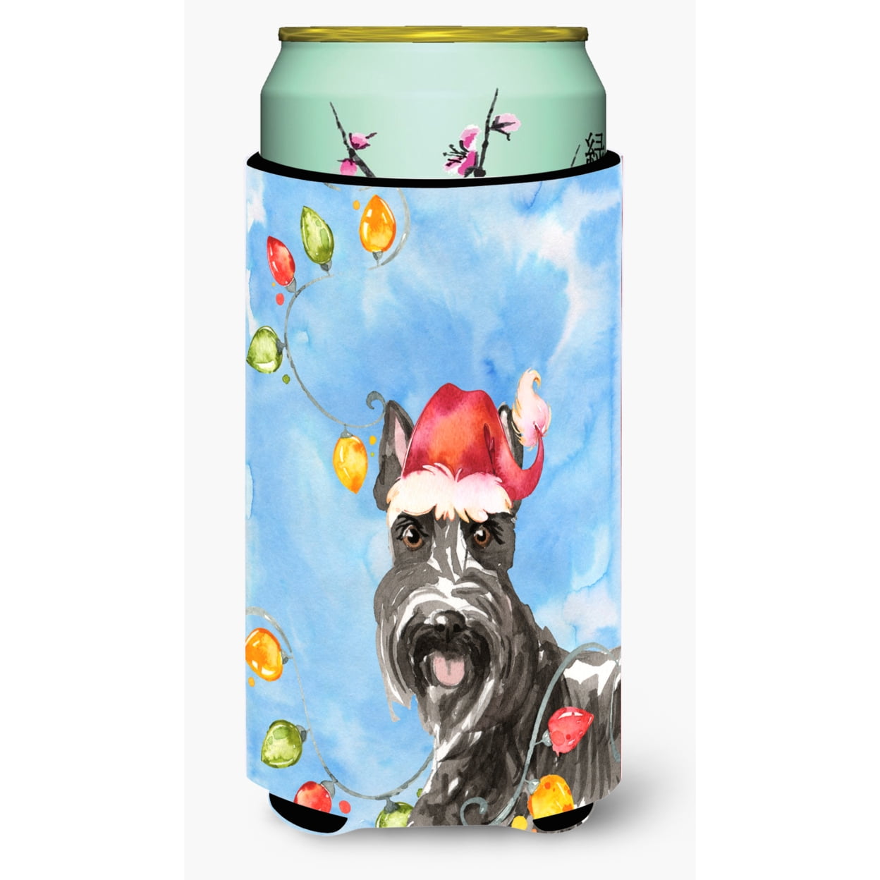 Christmas Lights Scottish Terrier Tall Boy Beverage Insulator Hugger