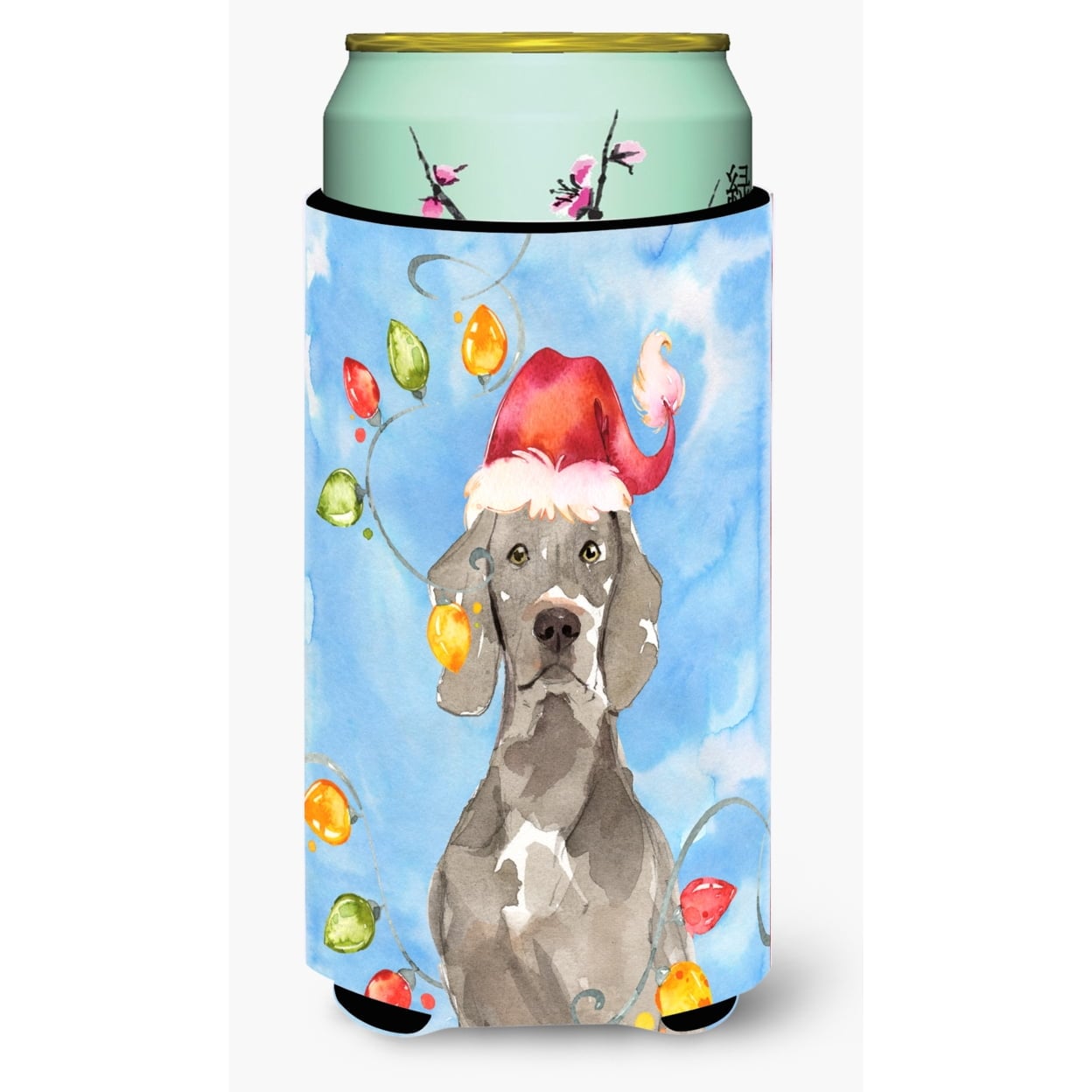 Christmas Lights Weimaraner Tall Boy Beverage Insulator Hugger