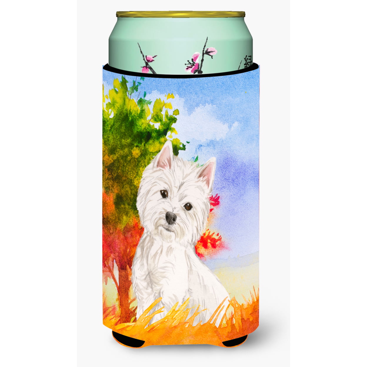 Fall Westie Tall Boy Beverage Insulator Hugger