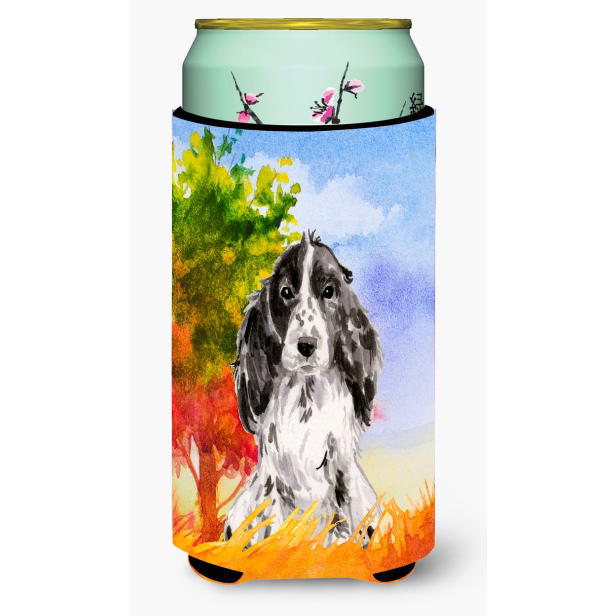 Fall Black Parti Cocker Spaniel Tall Boy Beverage Insulator Hugger