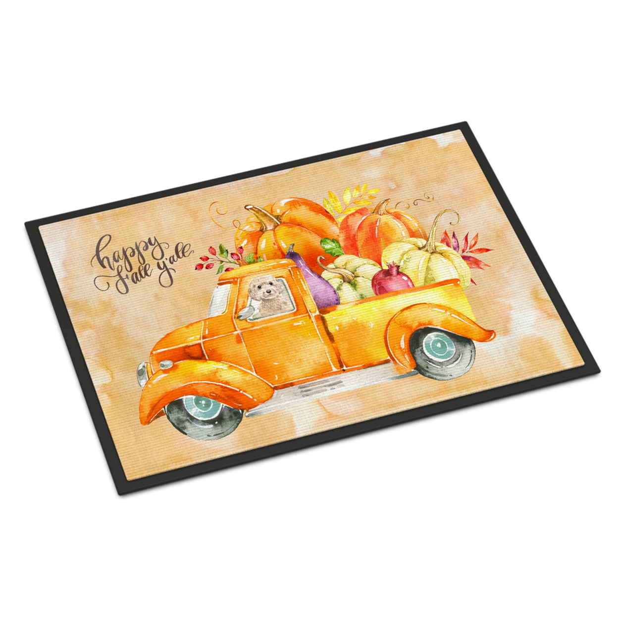 18 x 27 in. Fall Harvest Champagne Cockapoo Indoor or Outdoor Mat