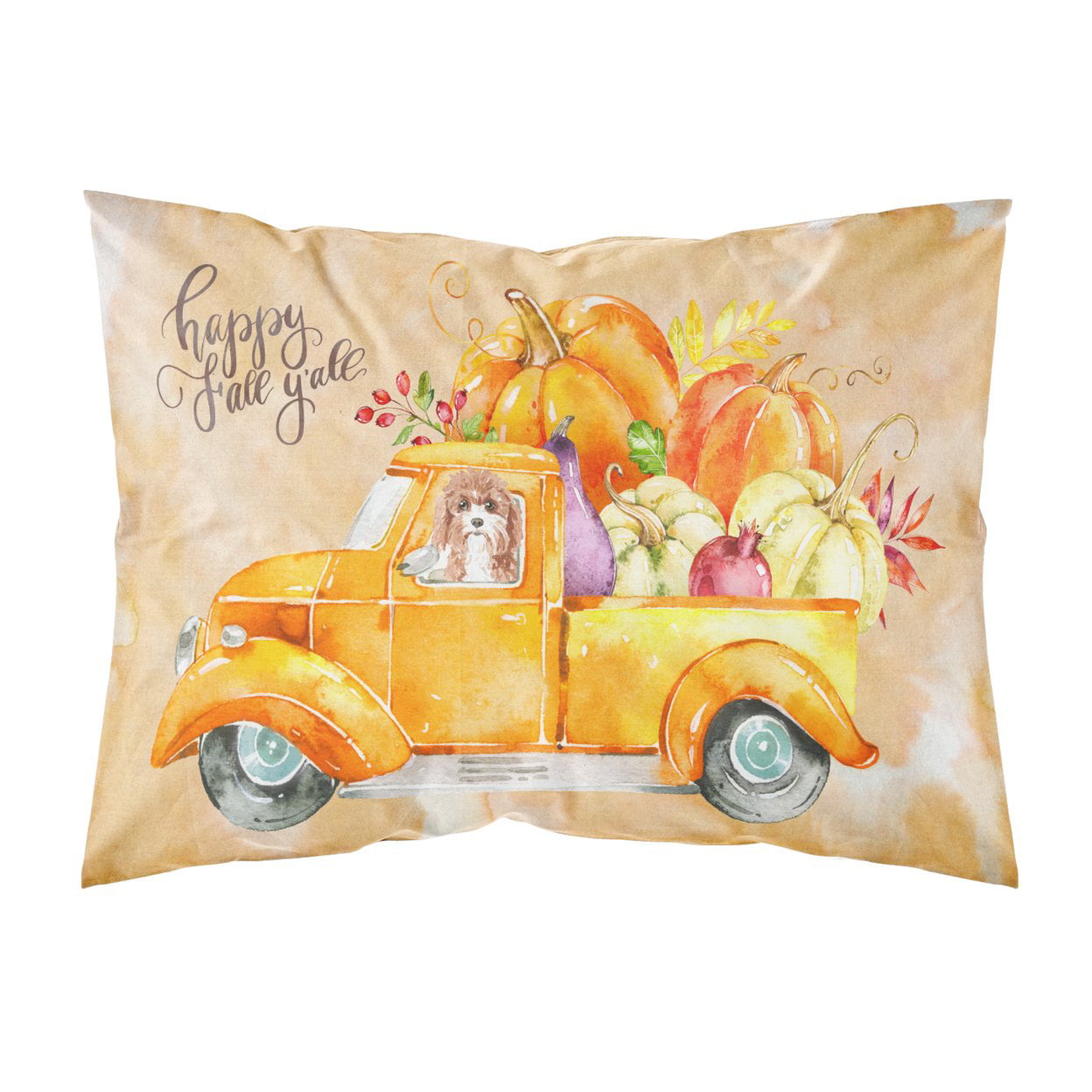 CK2615PILLOWCASE Fall Harvest Cavapoo Fabric Standard Pillowcase