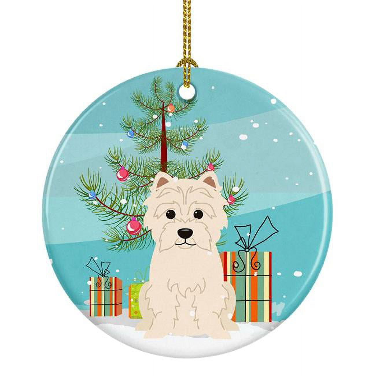 Merry Christmas Tree Westie Ceramic Ornament