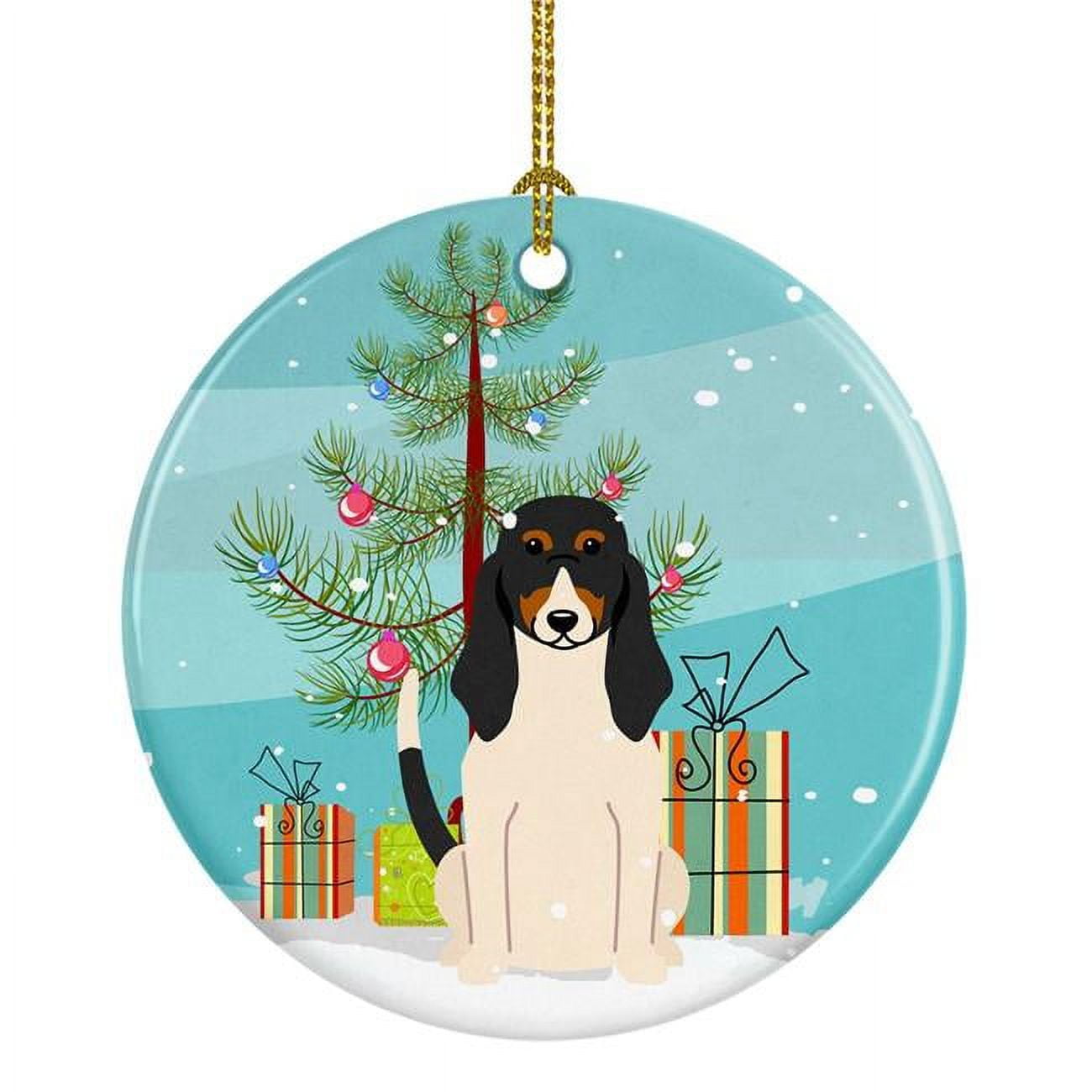 Merry Christmas Tree Swiss Hound Ceramic Ornament