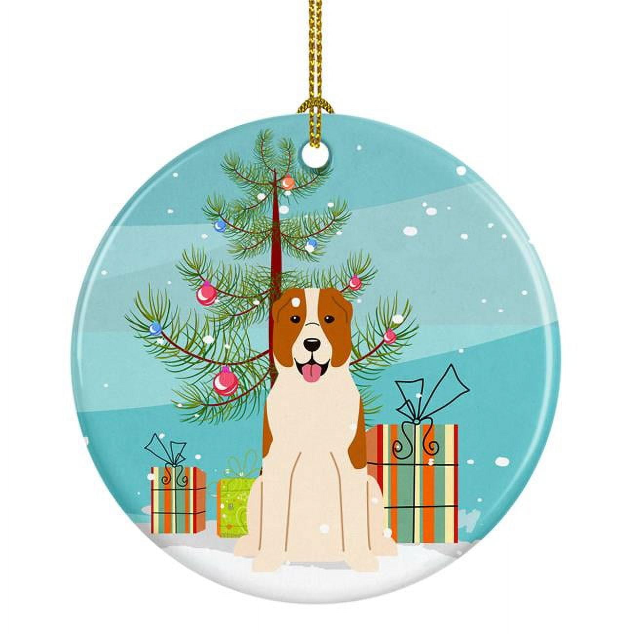 Merry Christmas Tree Central Asian Shepherd Dog Ceramic Ornament