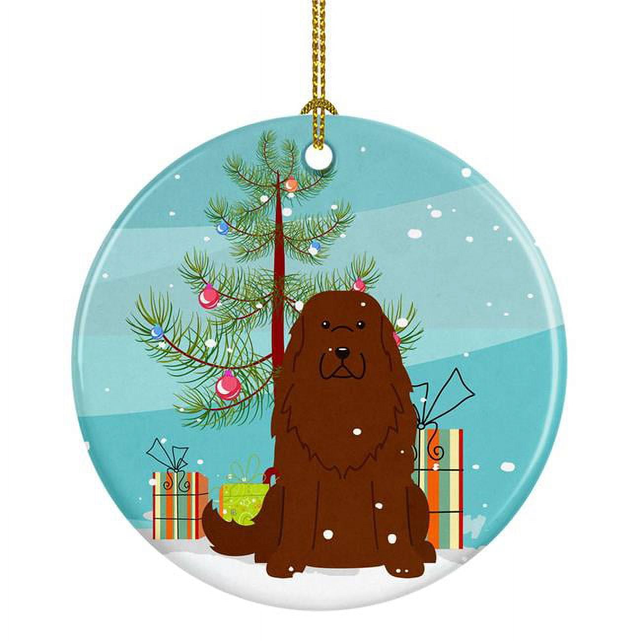 Merry Christmas Tree Caucasian Shepherd Dog Ceramic Ornament