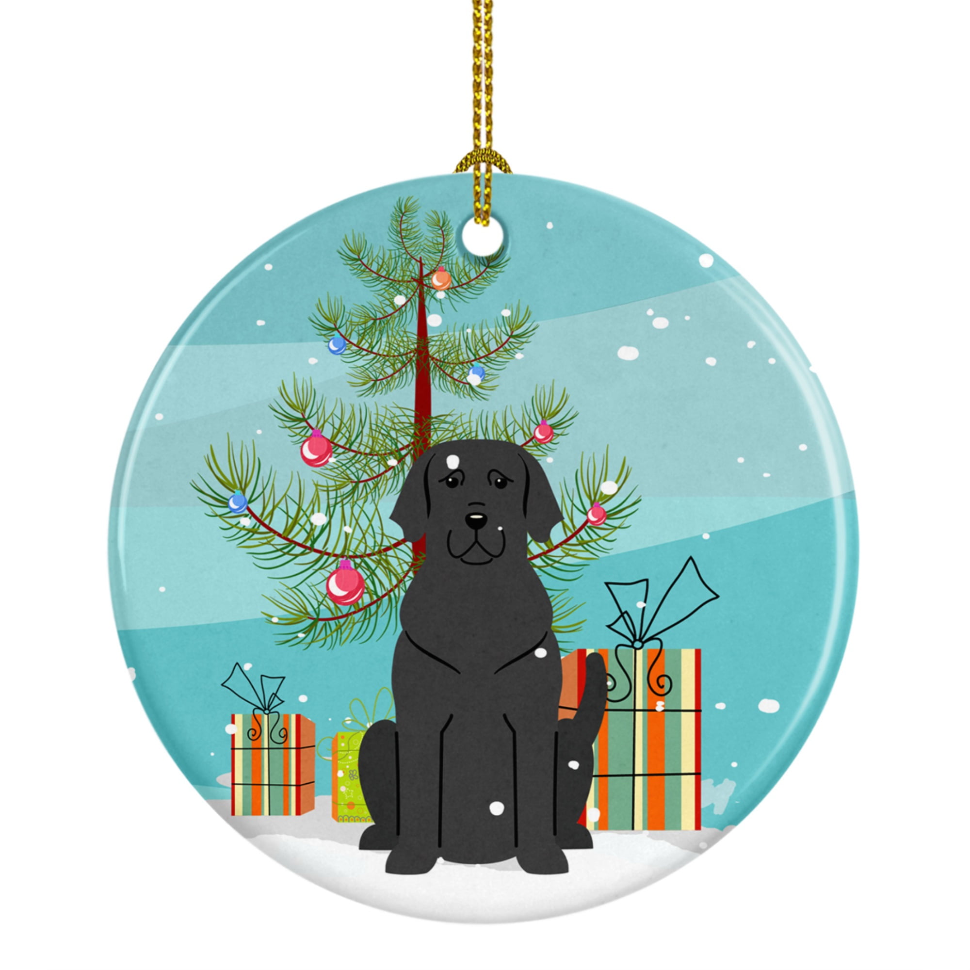 Merry Christmas Tree Black Labrador Ceramic Ornament