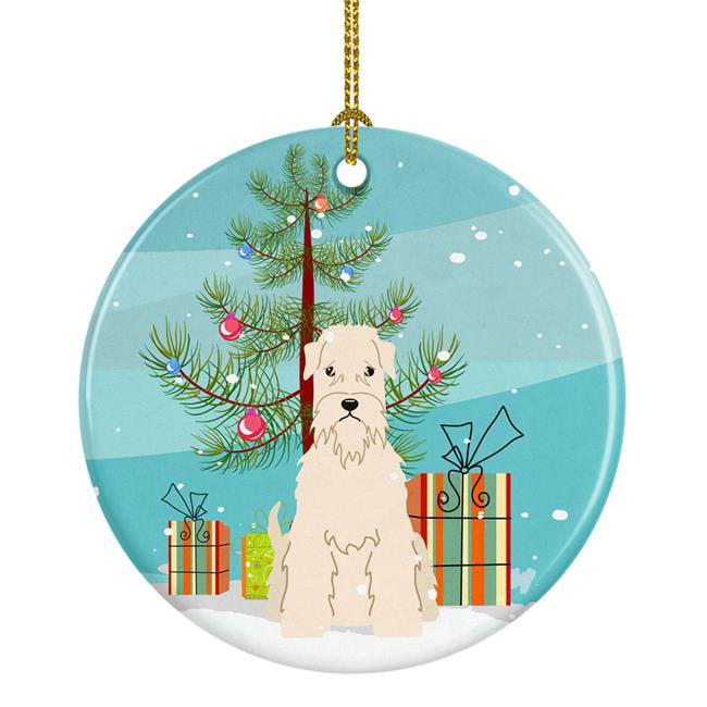 Merry Christmas Tree Soft Coated Wheaten Terrier Ceramic Ornament