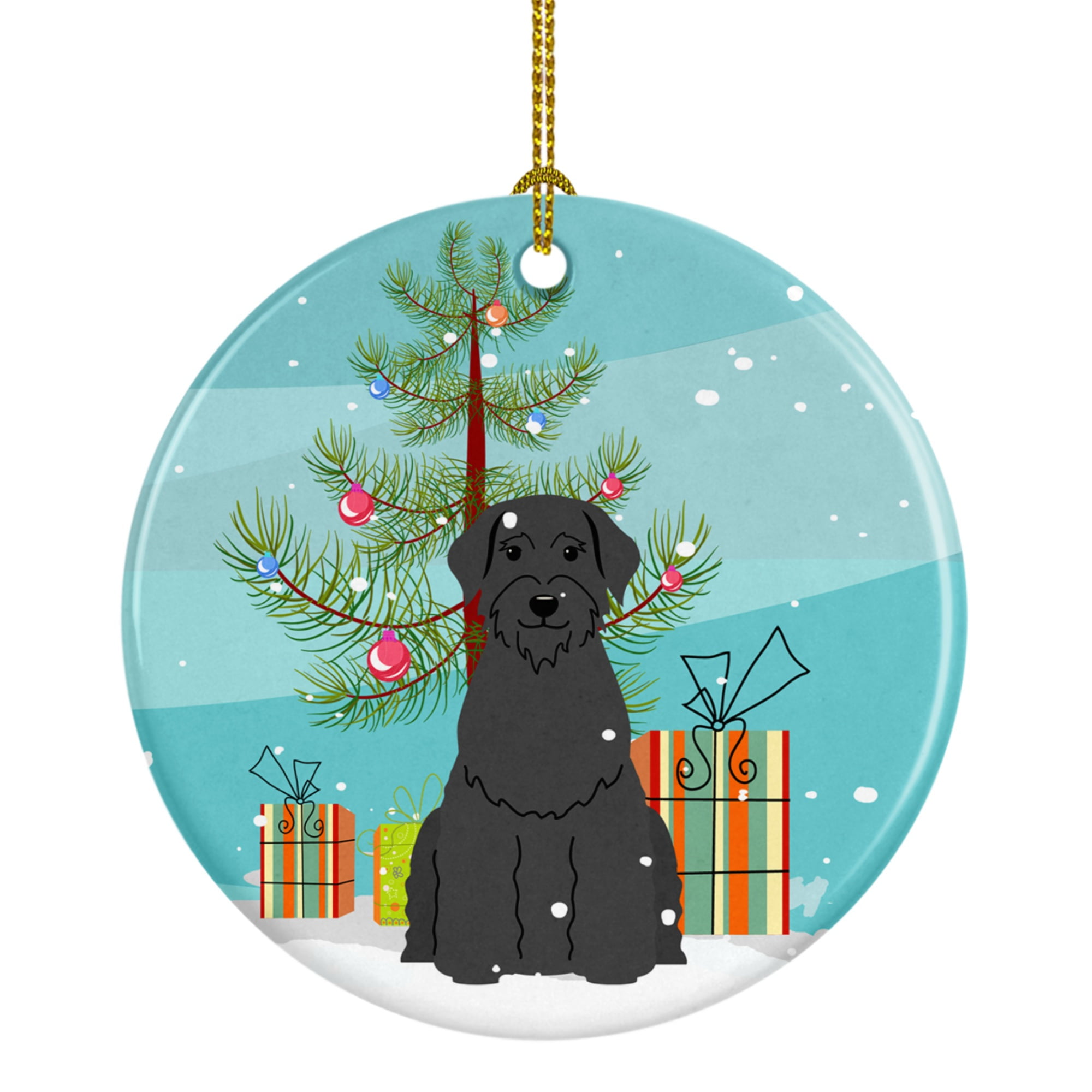 Merry Christmas Tree Giant Schnauzer Ceramic Ornament