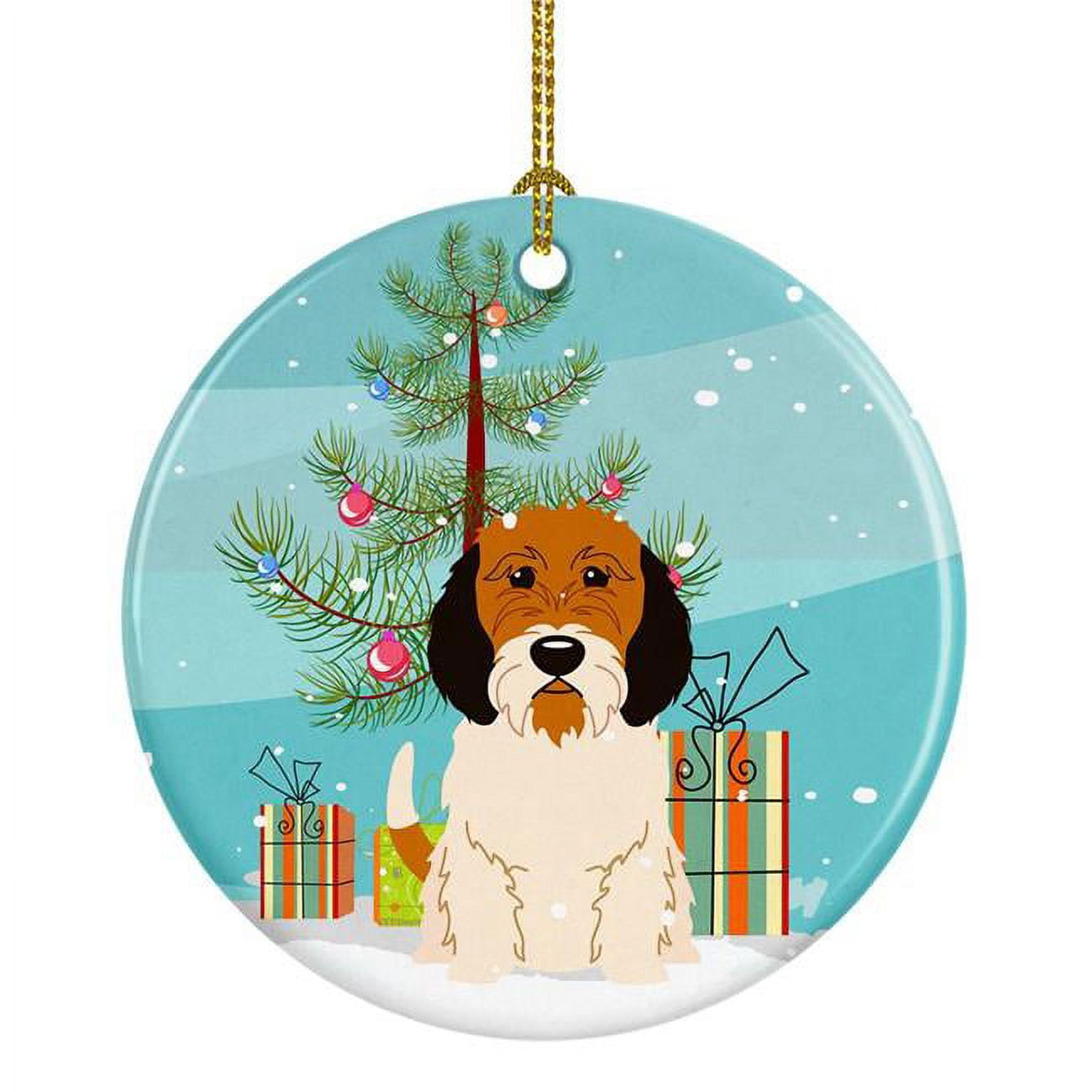 Merry Christmas Tree Petit Basset Griffon Veenden Ceramic Ornament