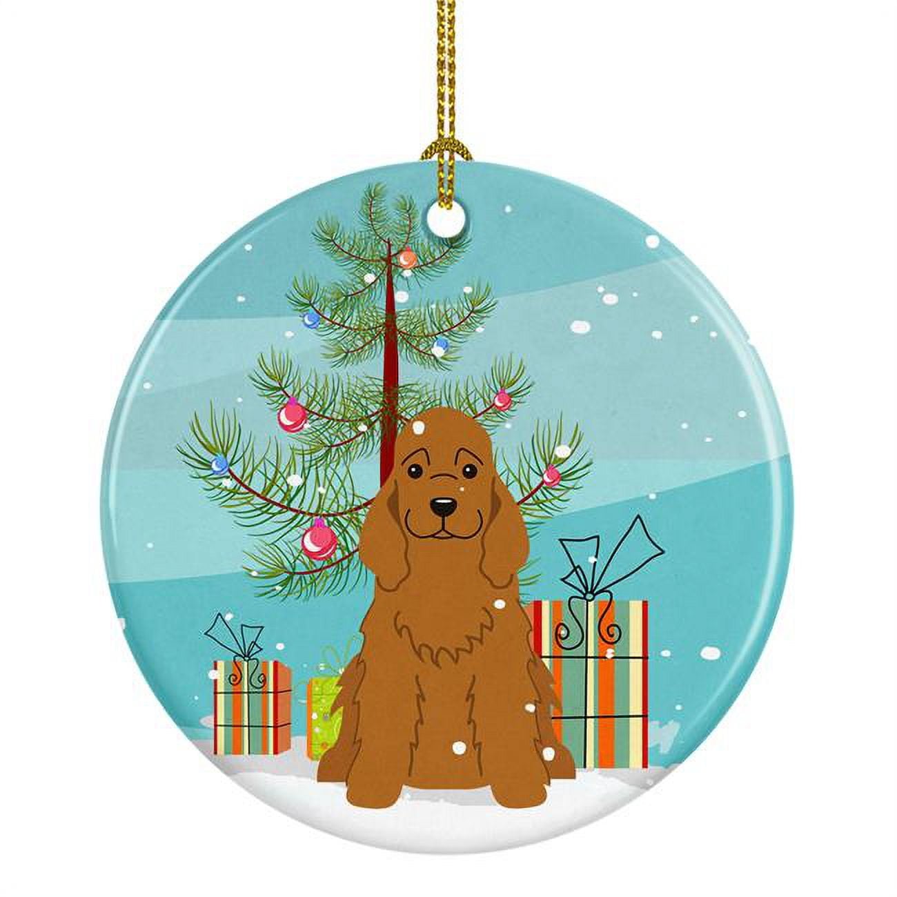 BB4220CO1 Merry Christmas Tree Cocker Spaniel Red Ceramic Ornament