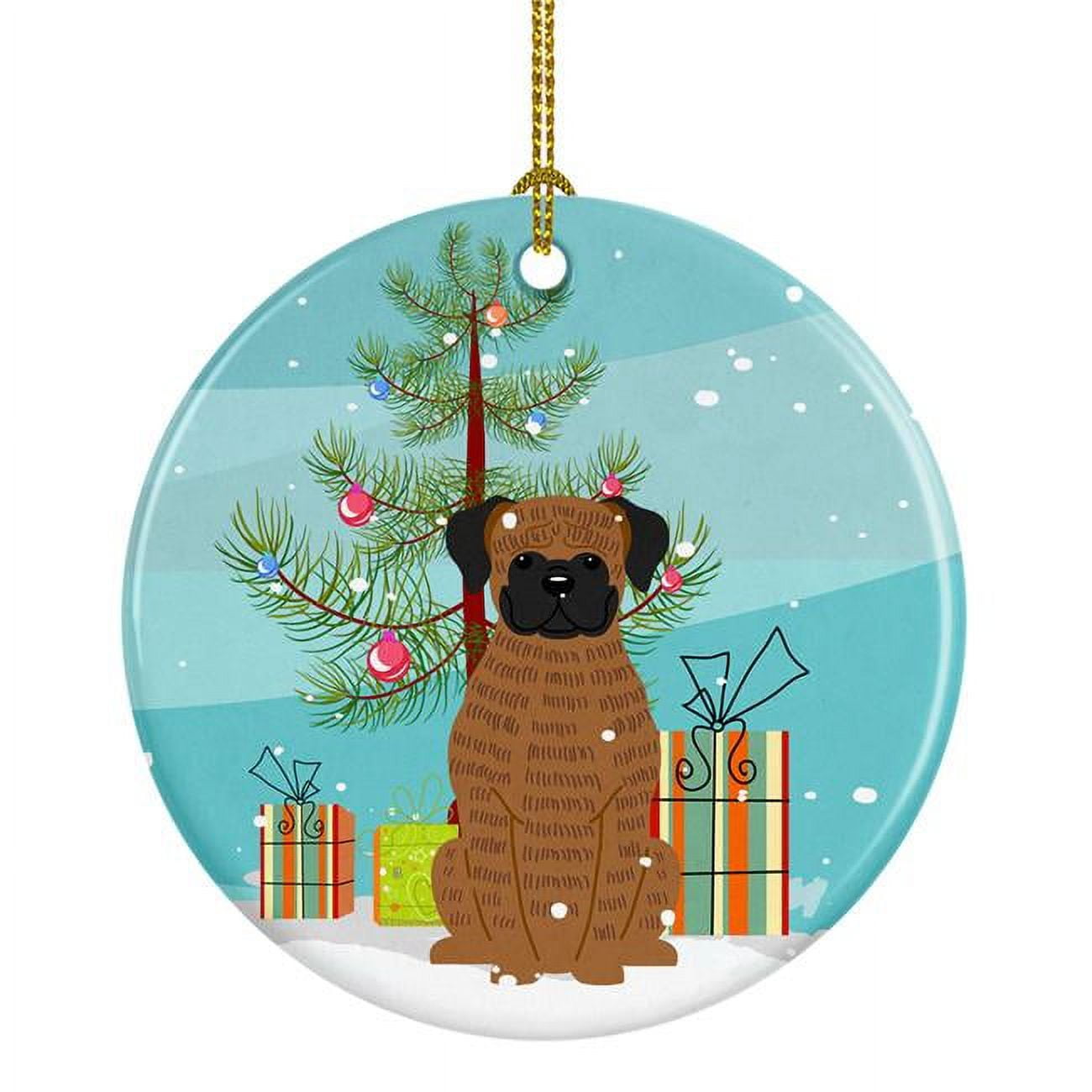 BB4242CO1 Merry Christmas Tree Brindle Boxer Ceramic Ornament