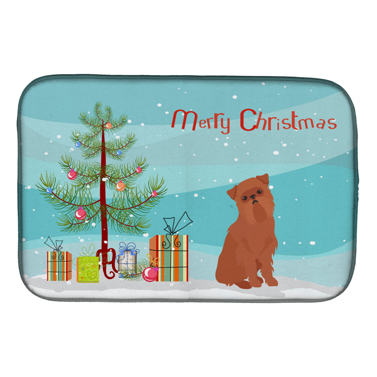 CK3494DDM Brussels Griffon Christmas Tree Dish Drying Mat