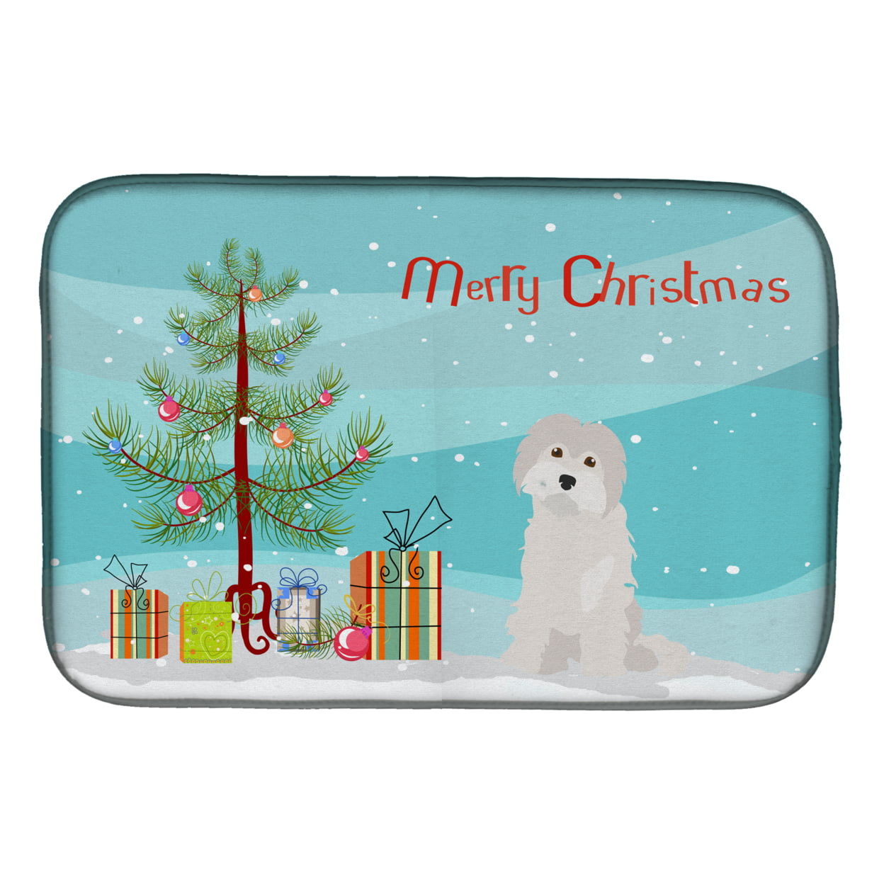 Picture of Carolines Treasures CK3501DDM Maltese No.2 Christmas Tree Dish Drying Mat