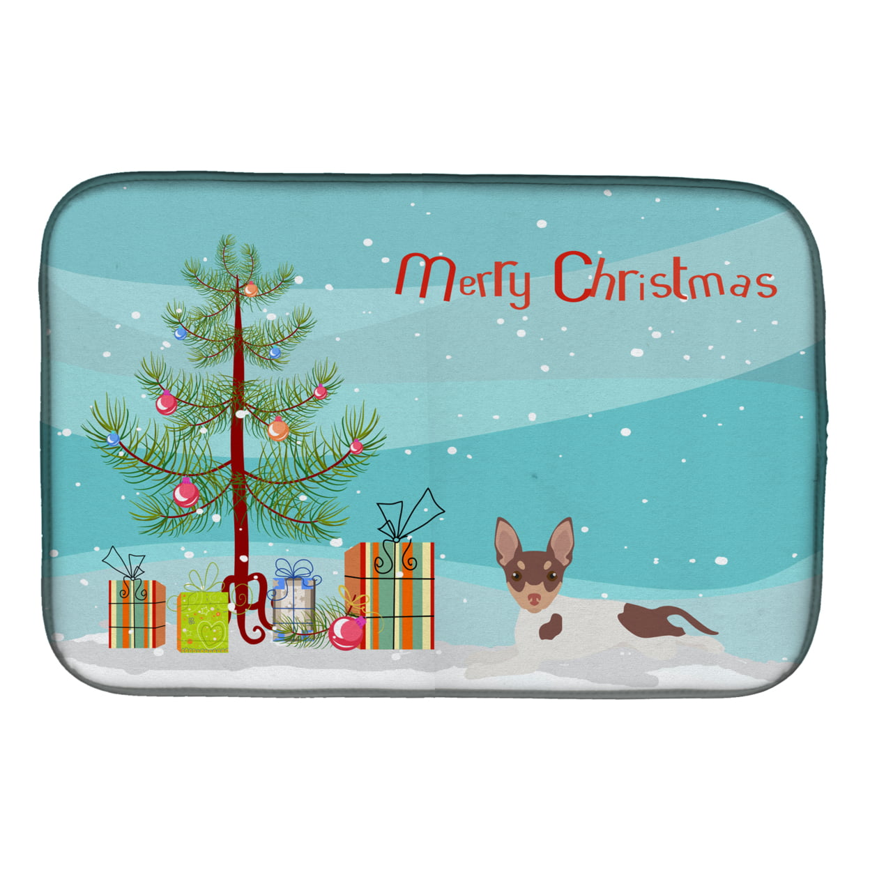 CK3511DDM Toy Fox Terrier Christmas Tree Dish Drying Mat