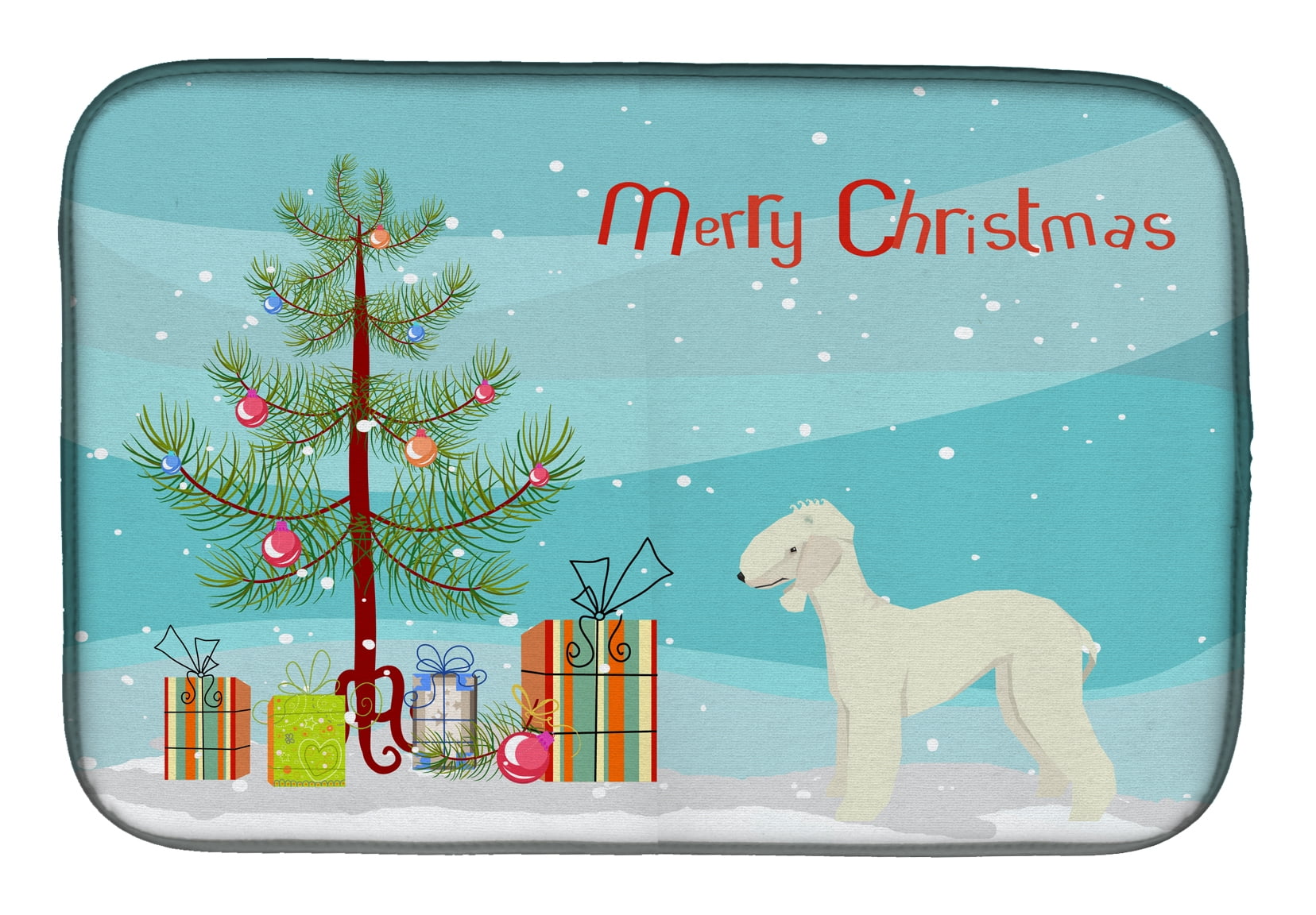 CK3520DDM Bedlington Terrier Christmas Tree Dish Drying Mat