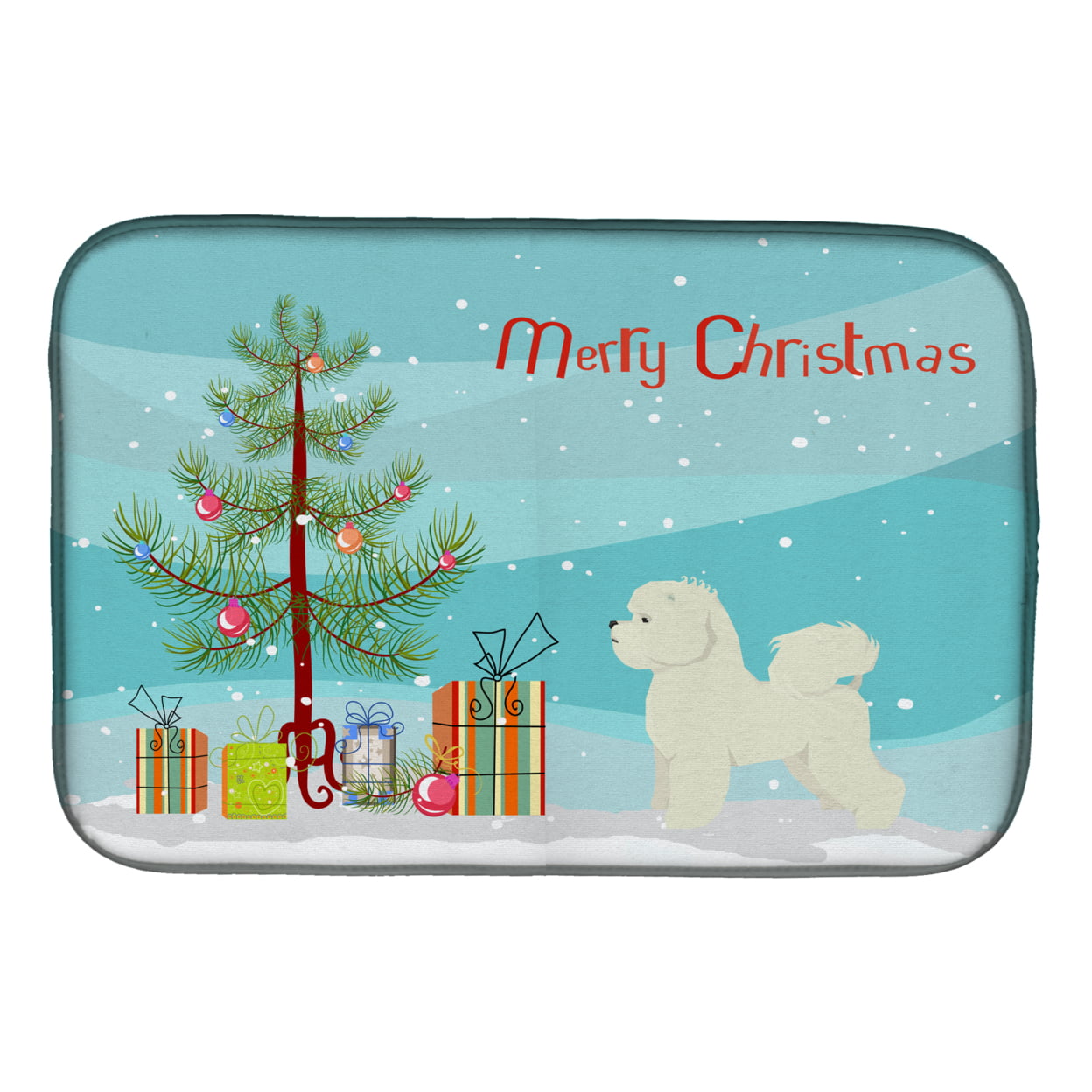 CK3521DDM Bichon Frise Christmas Tree Dish Drying Mat