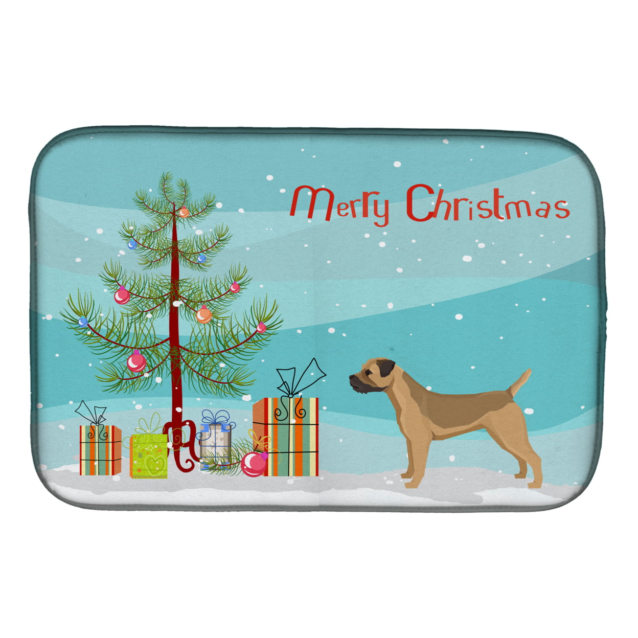 CK3523DDM Border Terrier Christmas Tree Dish Drying Mat