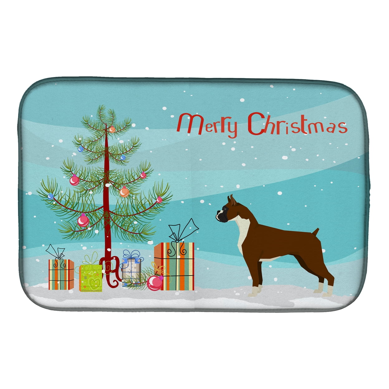 Picture of Carolines Treasures CK3526DDM Boxer Christmas Tree Dish Drying Mat