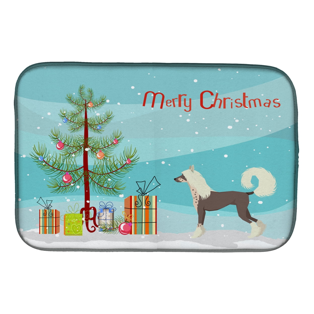 CK3531DDM Chinese Crested Christmas Tree Dish Drying Mat