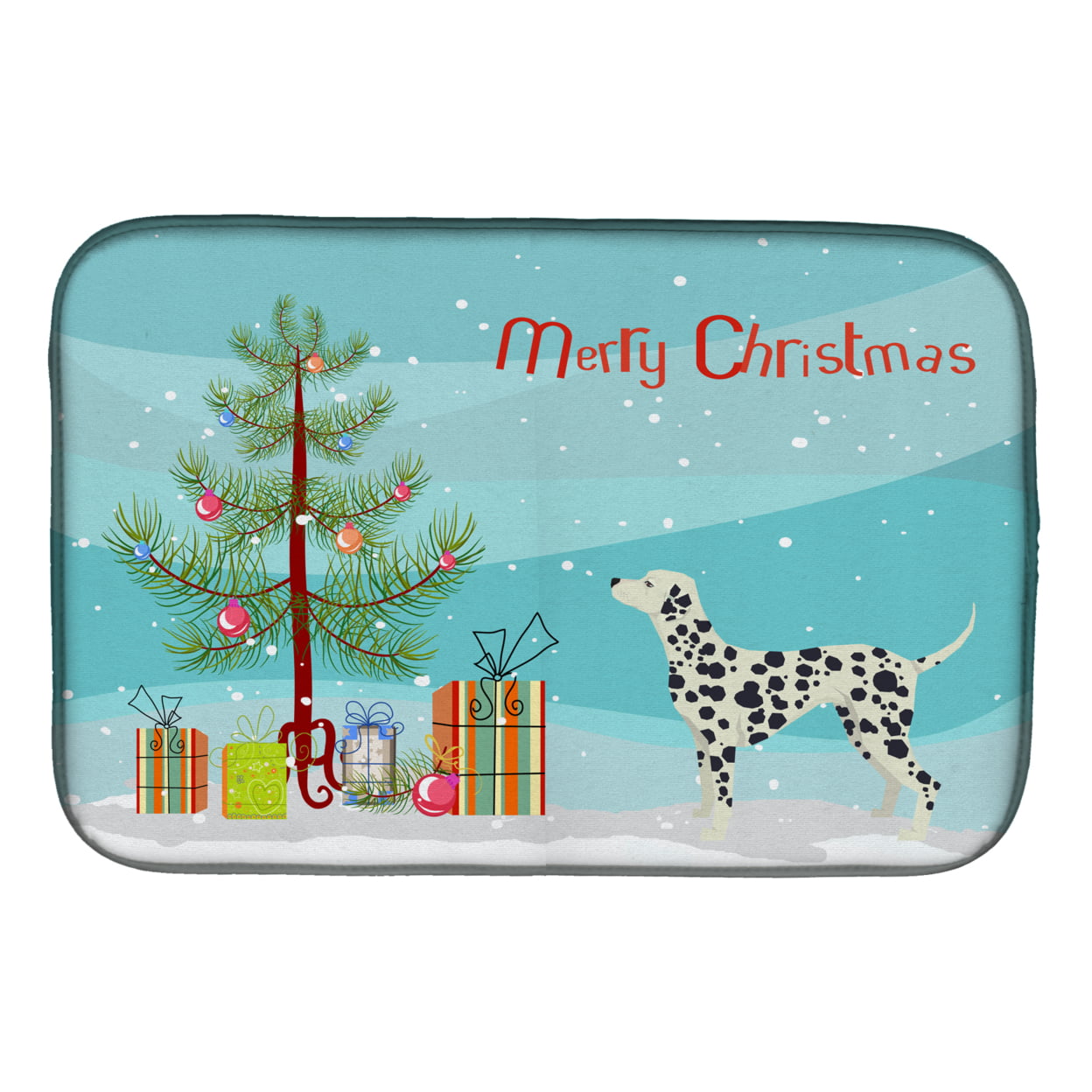 CK3534DDM Dalmatian Christmas Tree Dish Drying Mat