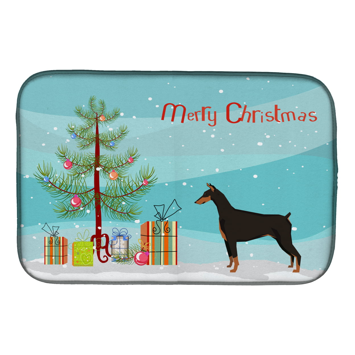 CK3535DDM Doberman Pinscher Christmas Tree Dish Drying Mat