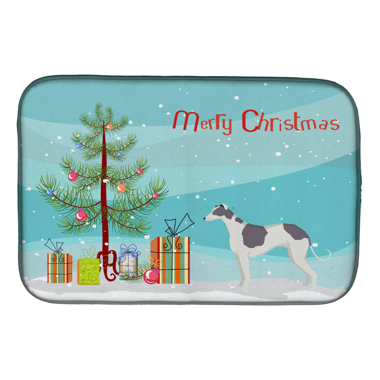 CK3543DDM Greyhound Christmas Tree Dish Drying Mat