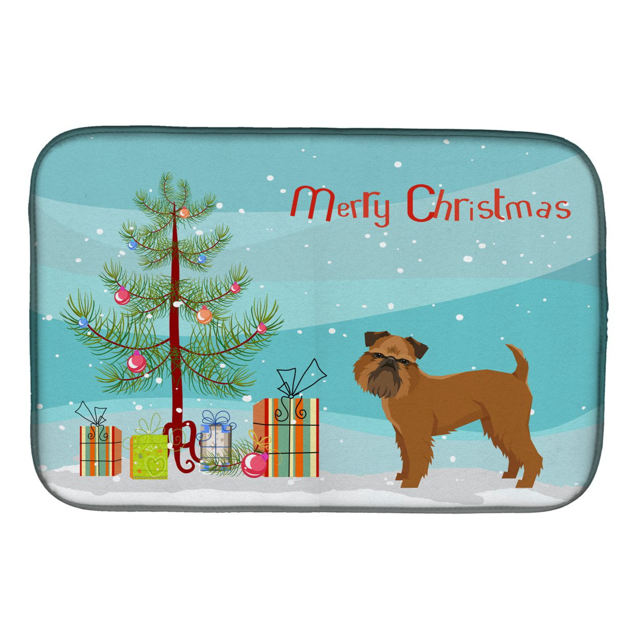 CK3544DDM Brussels Griffon Christmas Tree Dish Drying Mat