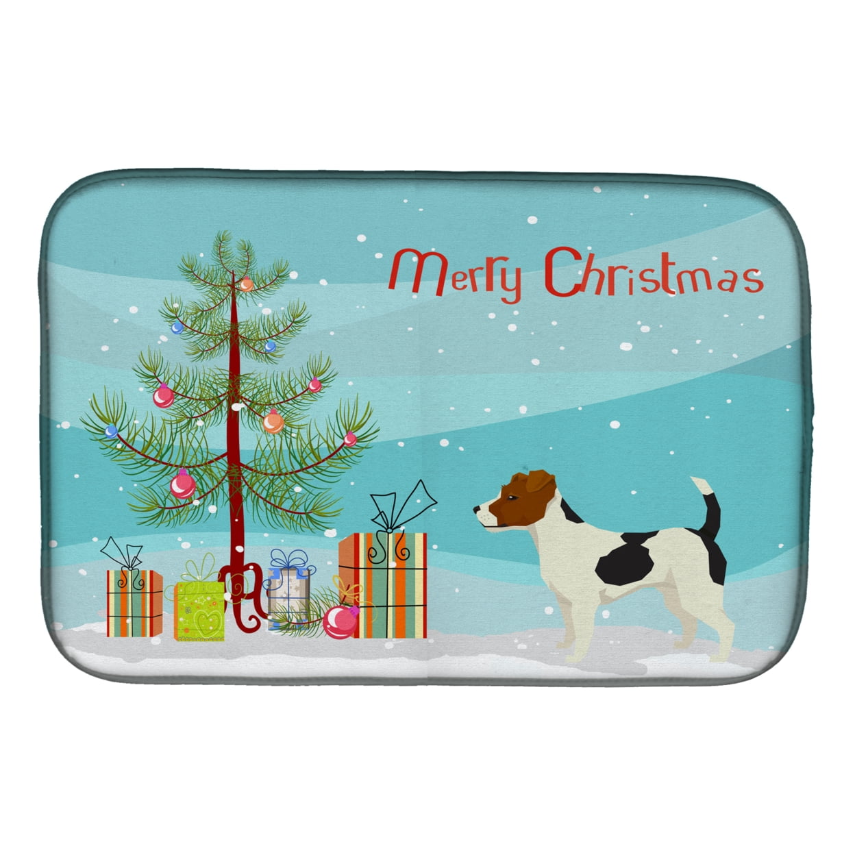 CK3547DDM Jack Russell Terrier Christmas Tree Dish Drying Mat
