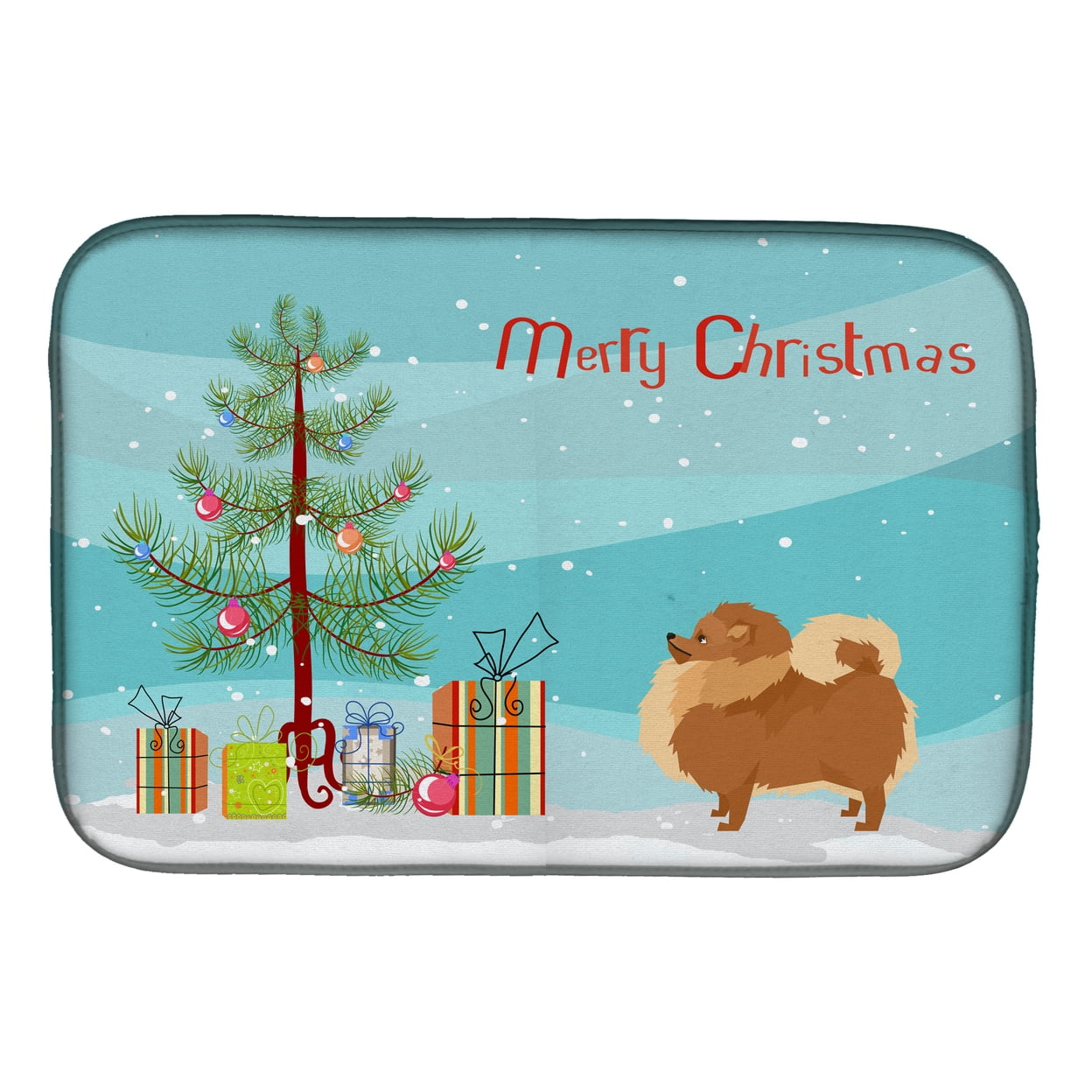 CK3555DDM Pomeranian Christmas Tree Dish Drying Mat