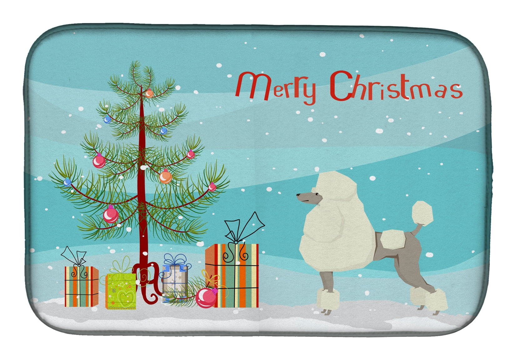 CK3556DDM Poodle Christmas Tree Dish Drying Mat