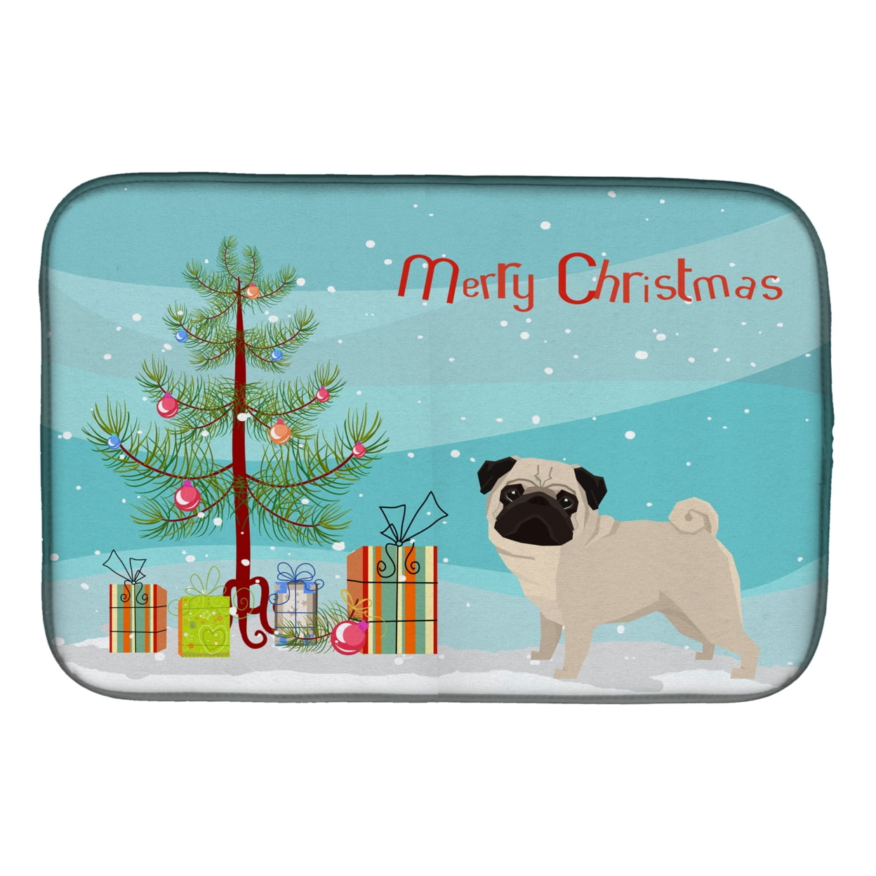CK3557DDM Pug Christmas Tree Dish Drying Mat