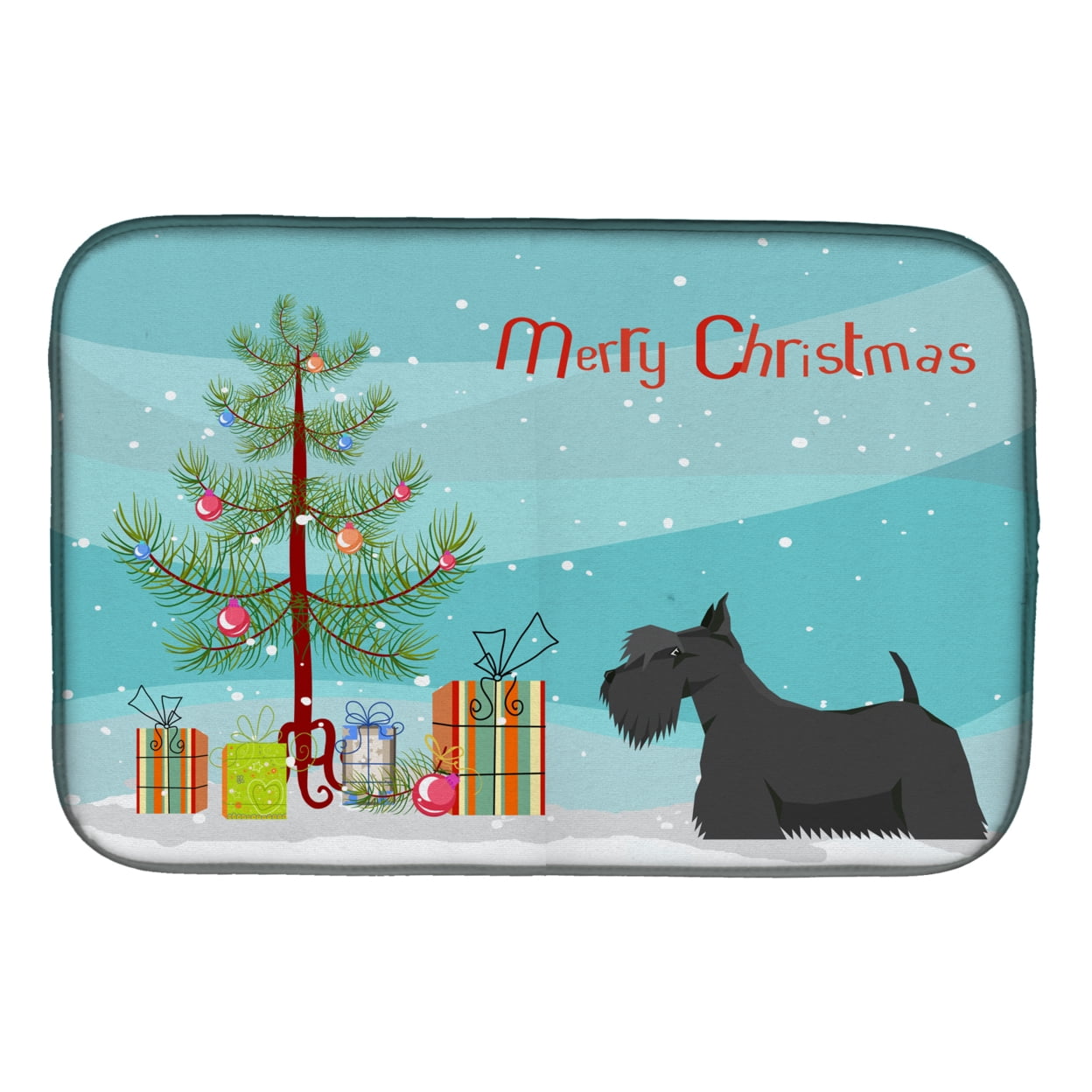 Scottish Terrier Christmas Tree Dish Drying Mat