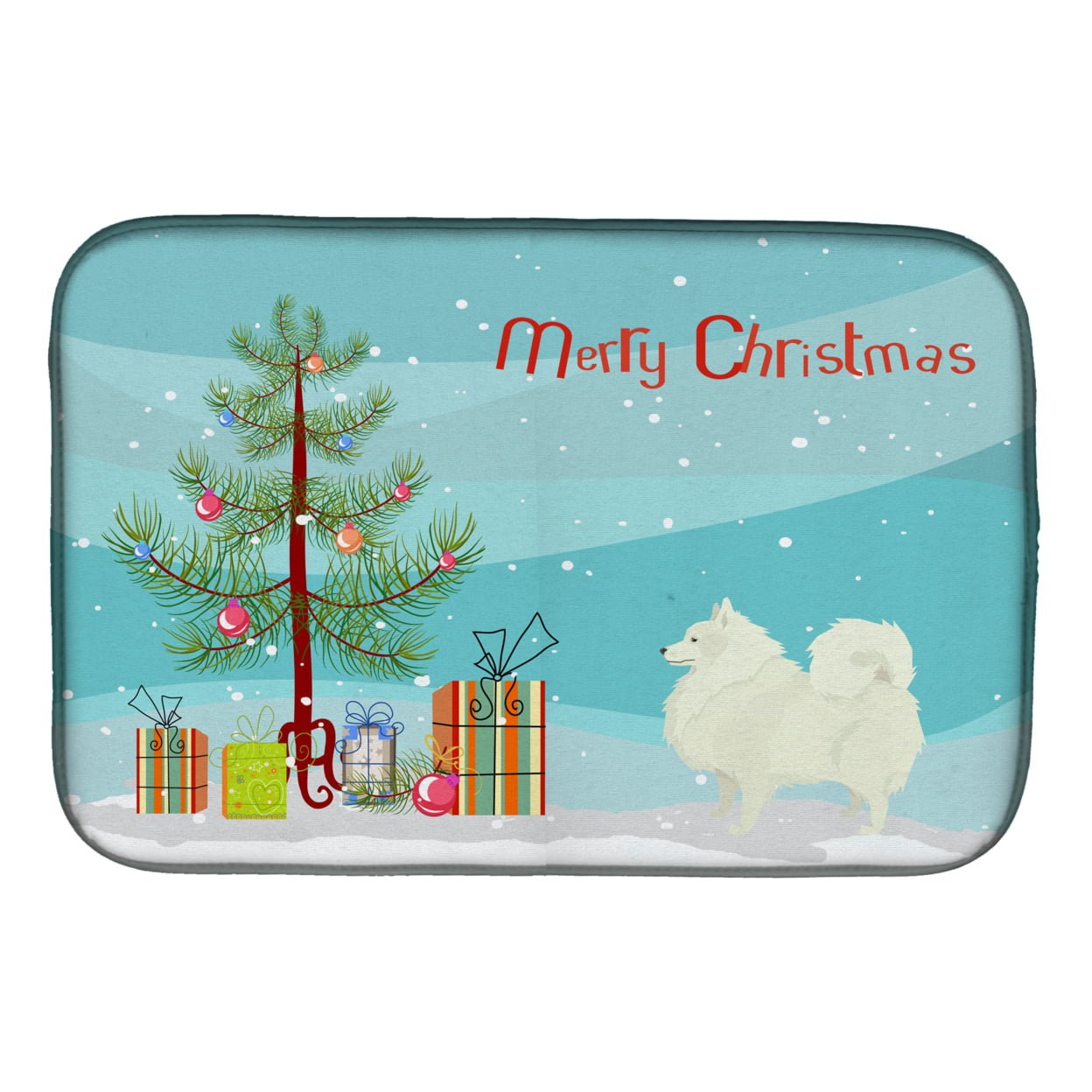 Picture of Carolines Treasures CK3565DDM Spitz Christmas Tree Dish Drying Mat
