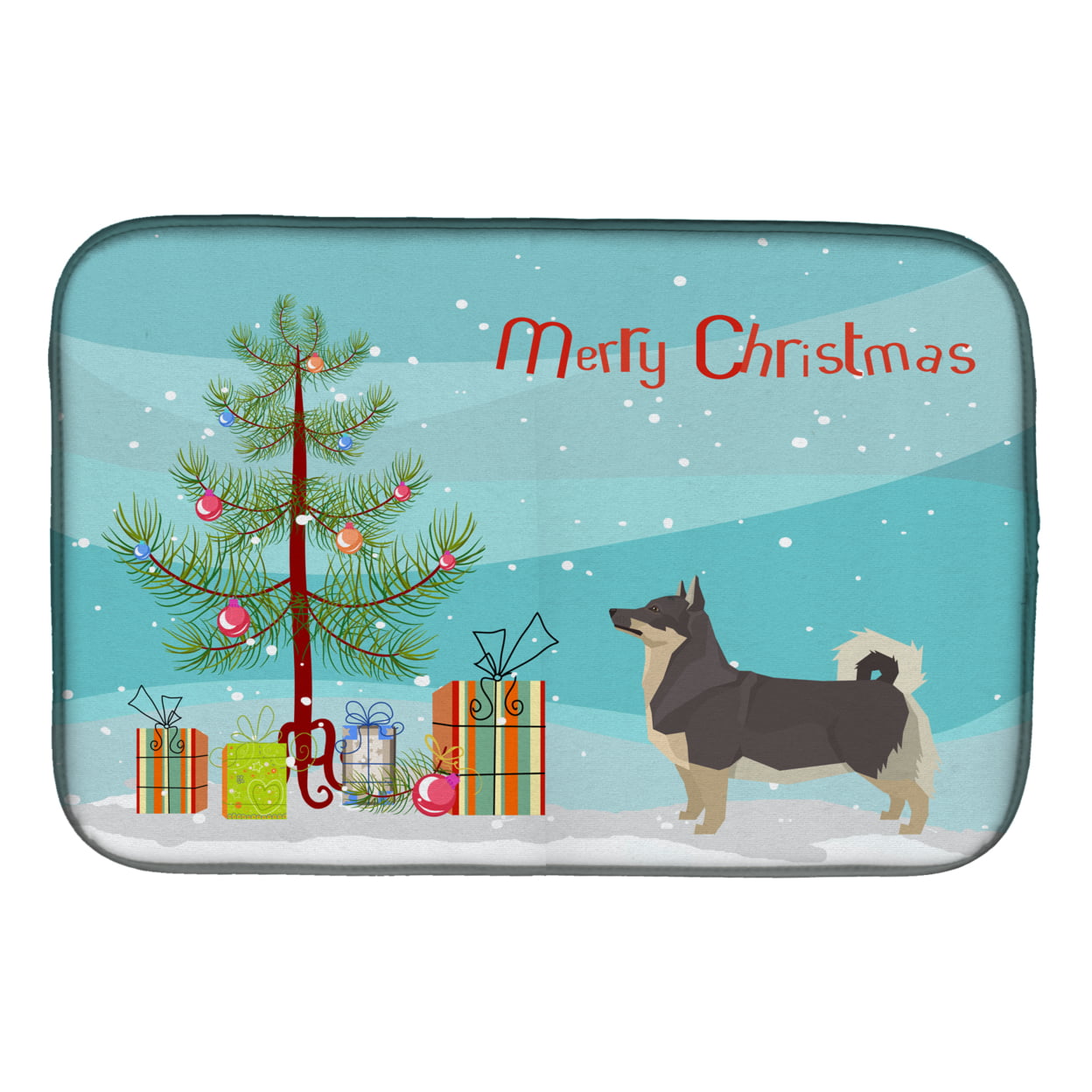 Swedish Vallhund Christmas Tree Dish Drying Mat