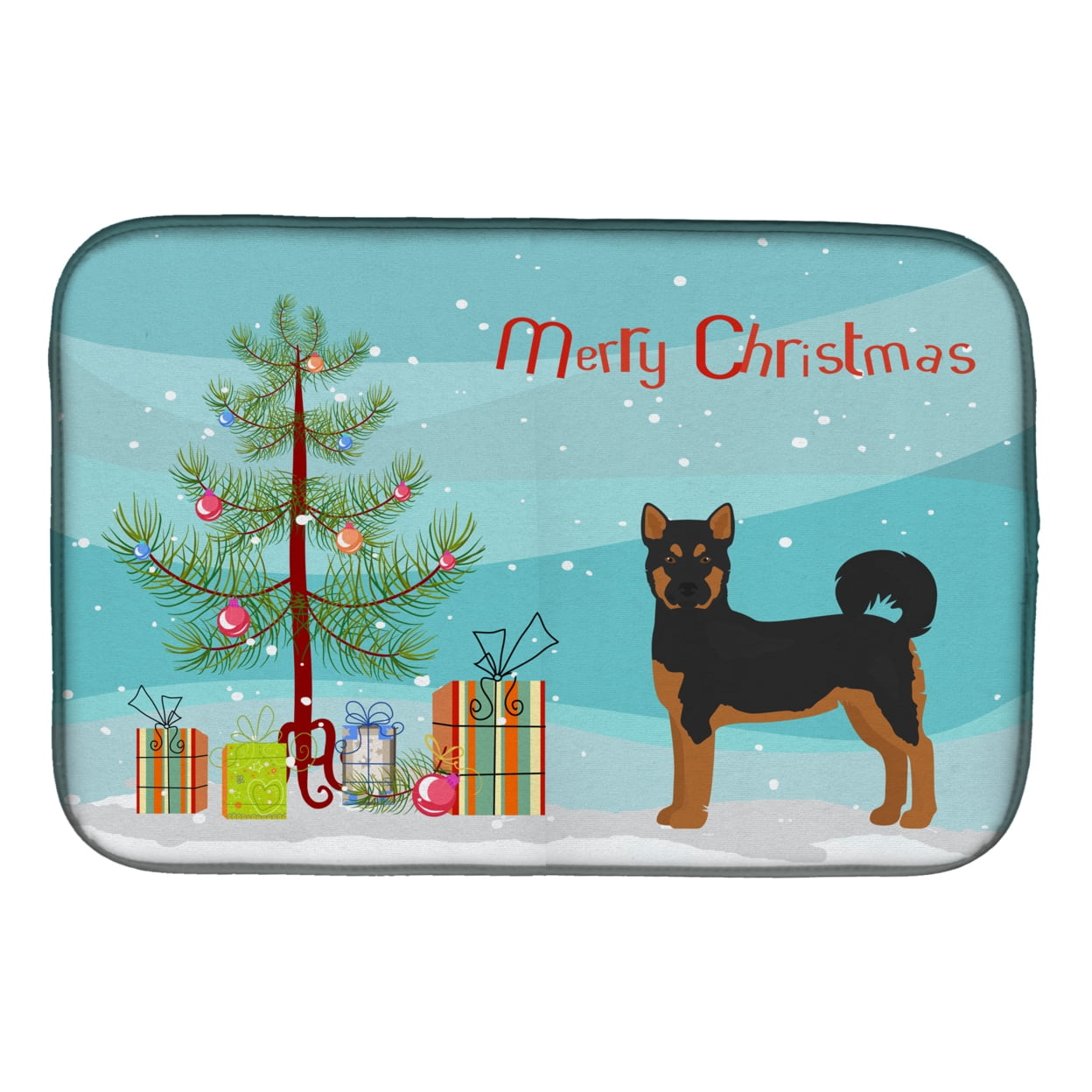 Akita Shepherd Black & Tan Christmas Tree Dish Drying Mat